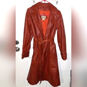 RARE Vintage Forcast Leather Trench Coat~1970/80's~Wrap Belted Jacket~Small/Med